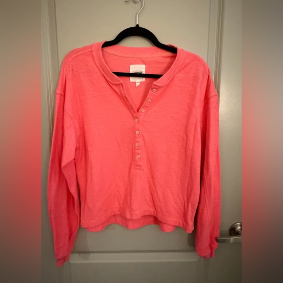 aerie Tops - Aerie Neon Pink Henley Top | Size XS